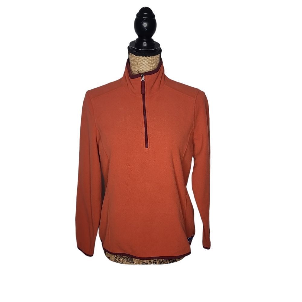 L.l. Bean Womens Orange Half Zip Pullover Fleece Medium Petite style 504250